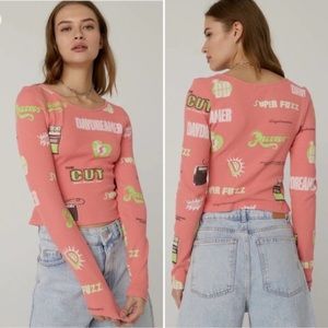 Daydreamer Records Amplified Thermal Crop Top Pink Size Large